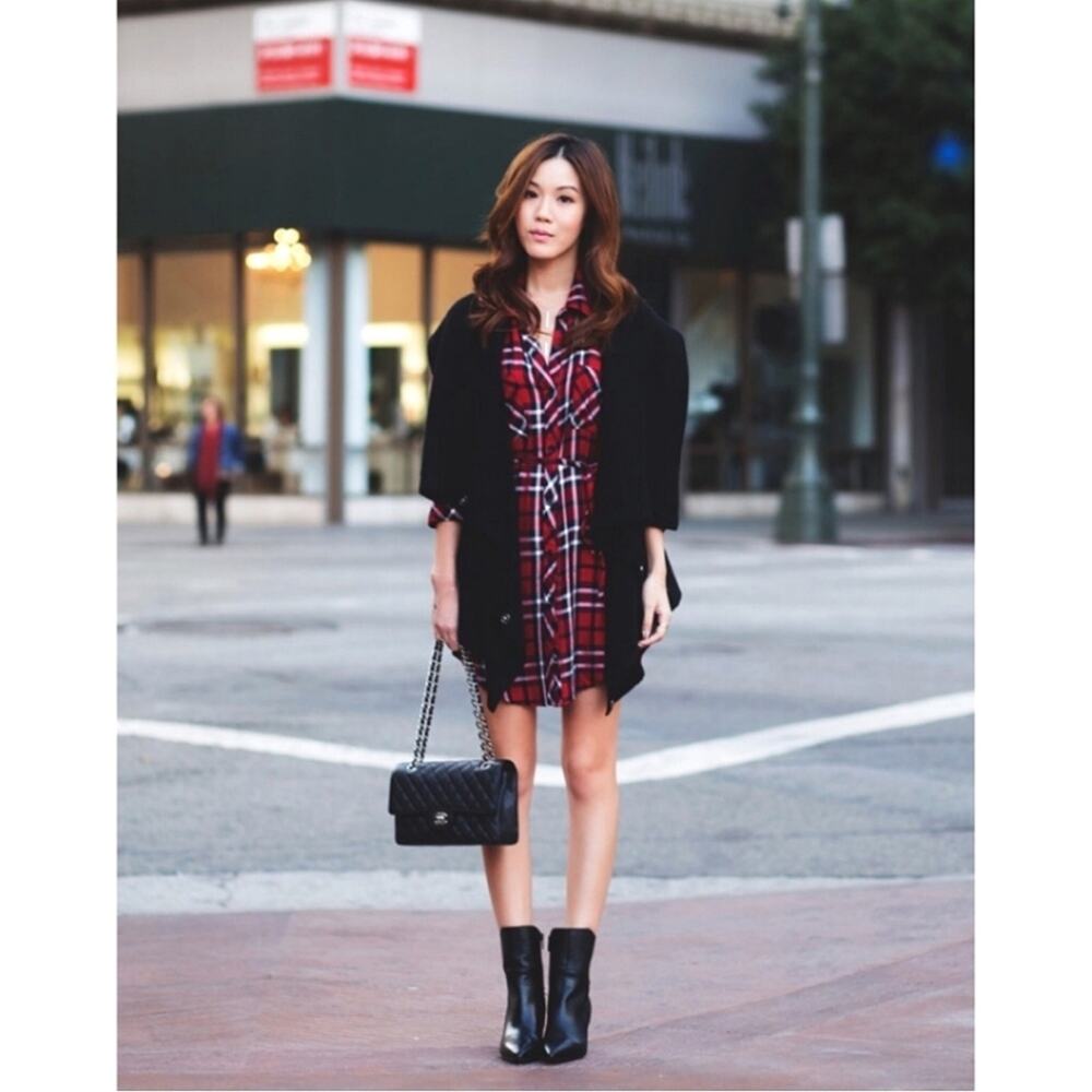 Rails Plaid Red Blue Hi Low Tunic Shirt Dress Long Sleeve Casual Chic Size S - Picture 11 of 15